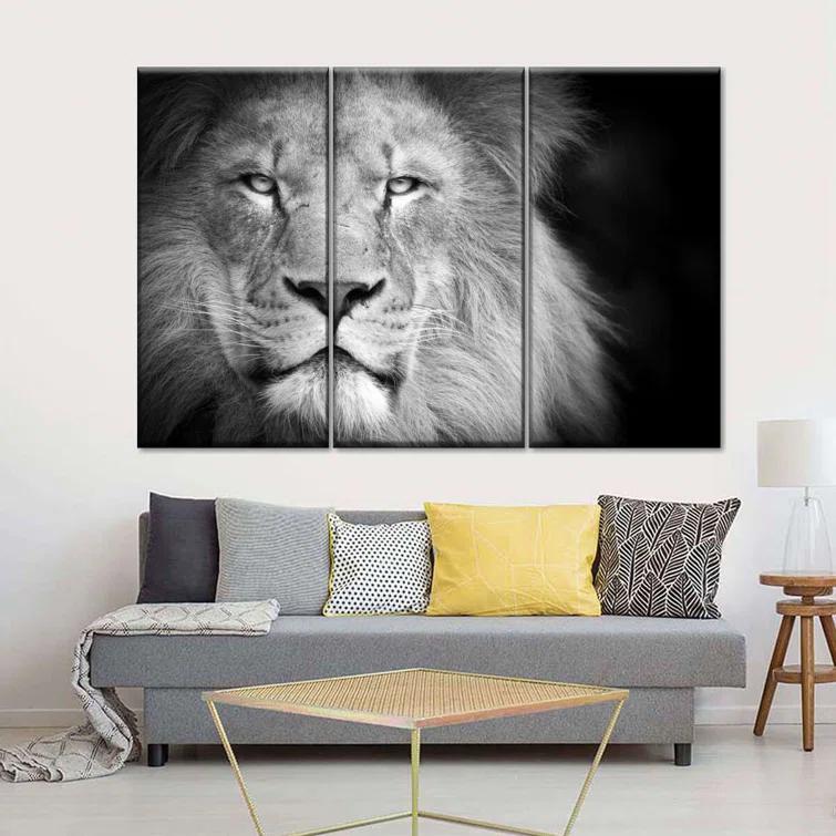 Elephant Stock " Lion Portrait " 3 - Pieces (Set of 3)