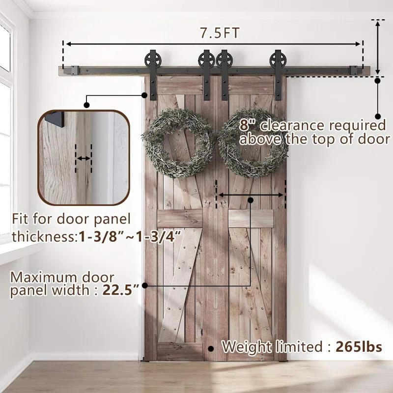 Sliding Standard Double Barn Door Hardware Kit