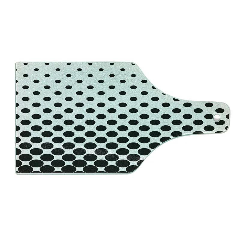 Ambesonne White Tempered Glass Cutting Board Minimalist Polka Dots White