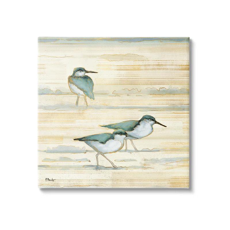 Stupell Industries " Oceanside Sandpipers Beach Birds " Painting Print