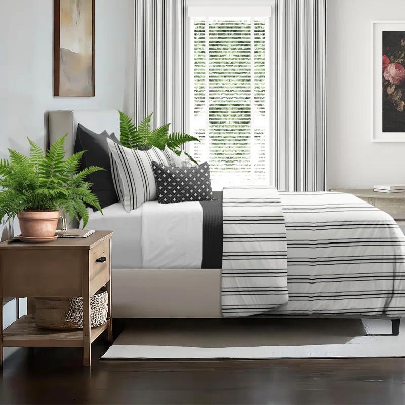 6ix Tailors Fine Linens August Stripe Reversible Cotton Comforter Set | Wayfair
