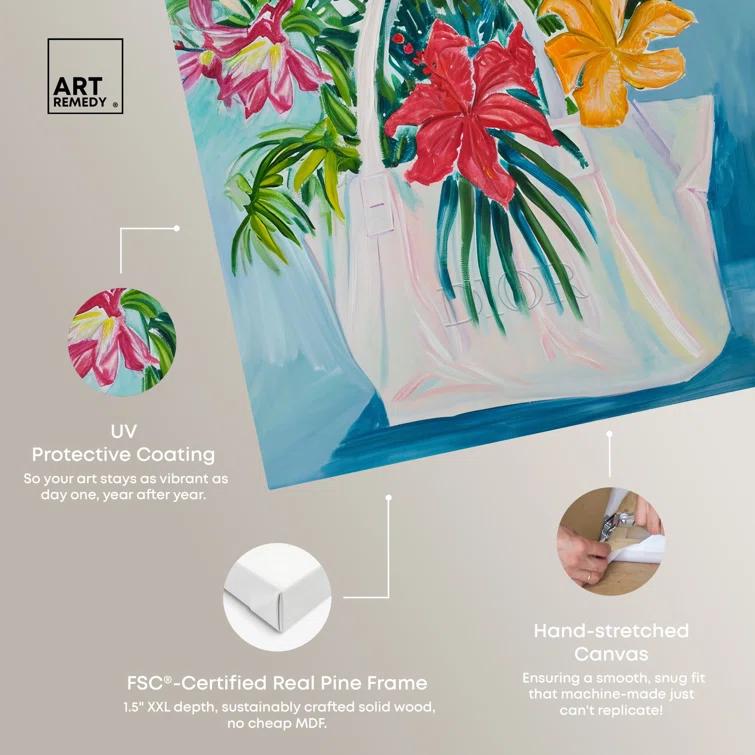 Art Remedy Art Remedy Tropical Flower Bag Framed Flowers In Vase Paintings 55517