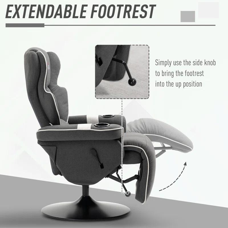 HomCom Faux Leather Manual Swivel Ergonomic Recliner | Wayfair