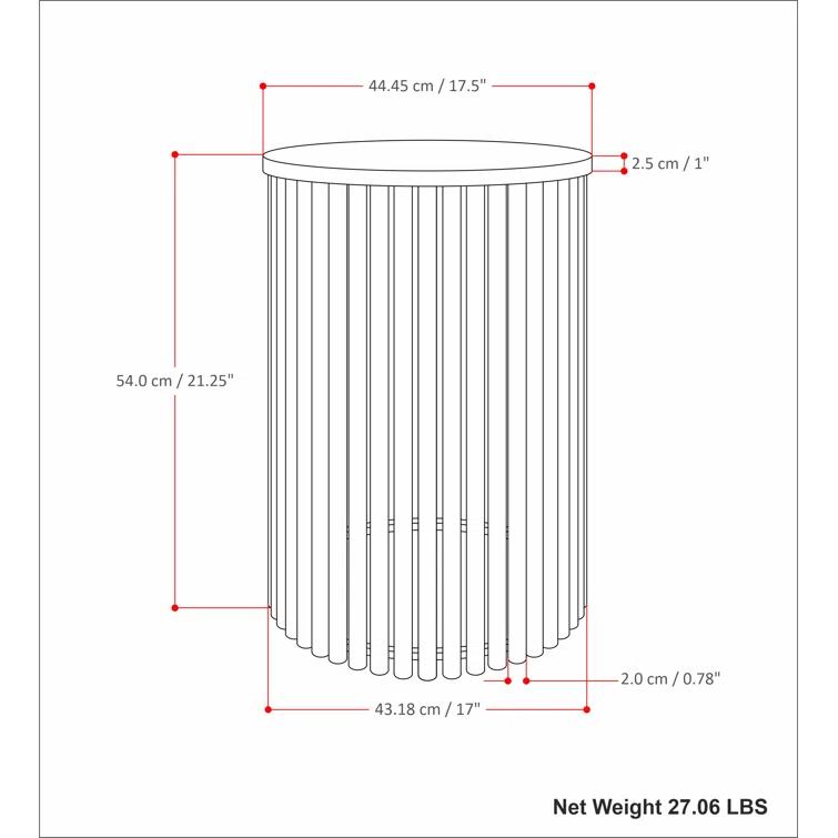 Lora Solid Wood Drum End Table