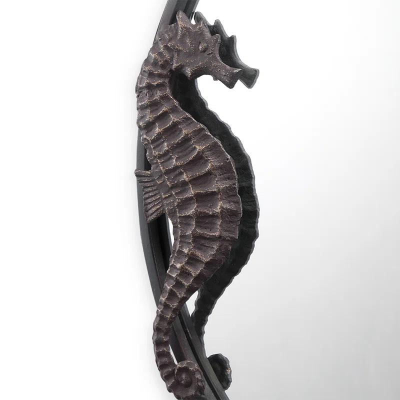 Beachcrest Home™ Seahorse and Sea Life Round Wall Mirror