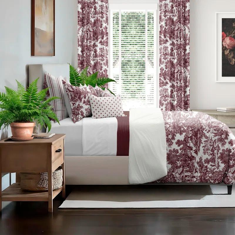 Au Village Toile Merlot  Cotton Duvet Cover Set 8 Piece