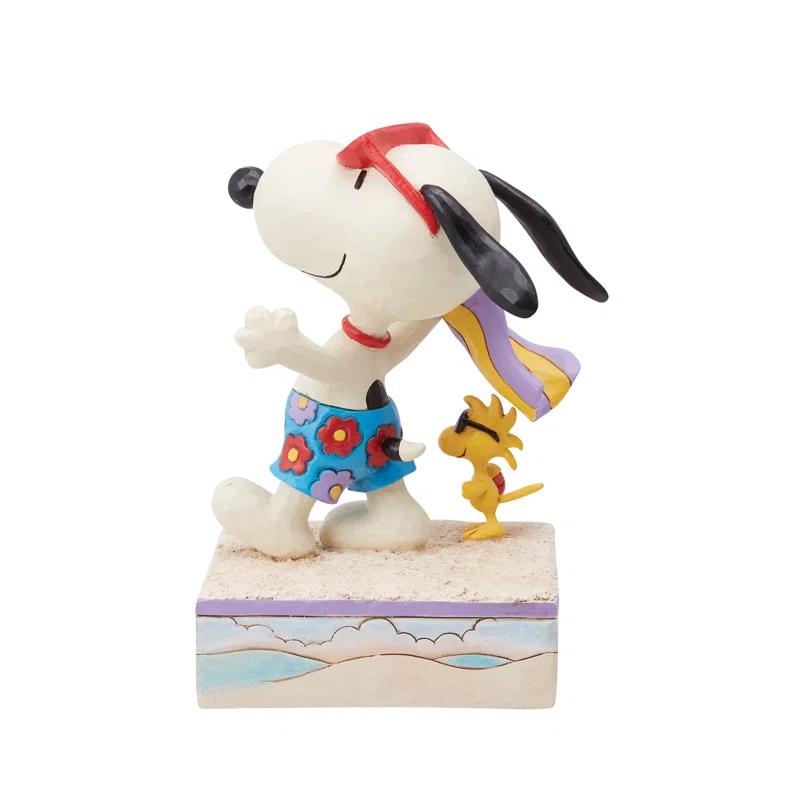 Jim Shore Peanuts by Jim Shore Snoopy & Woodstock at the Beach Figurine 5.1in H