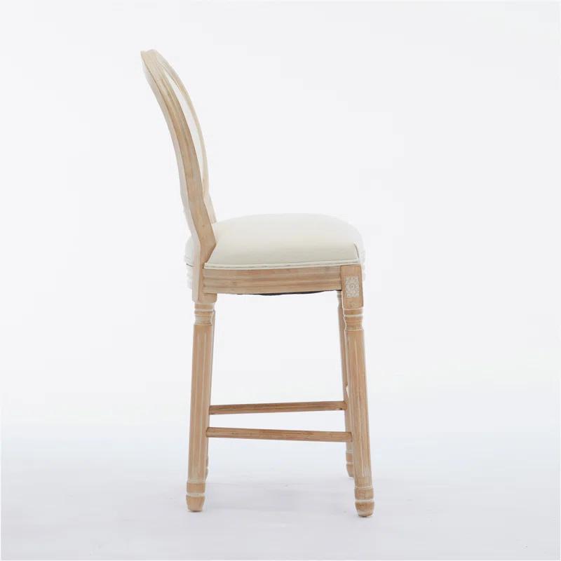 Rosdorf Park Solid Wood Bar stools Set of 2, Classic French Country Wooden Barstools with Upholstered Seating