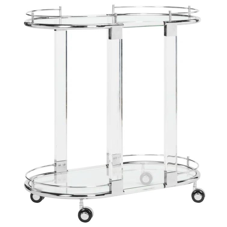 Lennon Acrylic Bar Trolley - Chrome - Safavieh