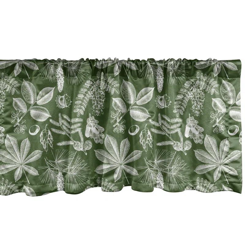 Ambesonne Ambesonne Botanical Valance Pack of 2 Vintage Nature Leaves Olive Green and White