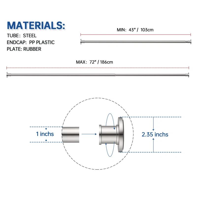 Glorbu 80'' Shower Curtain Rod