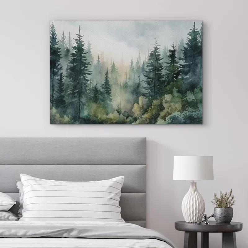 IDEA4WALL Woodland Forest Landscape " Green Pine Tree Forest "
