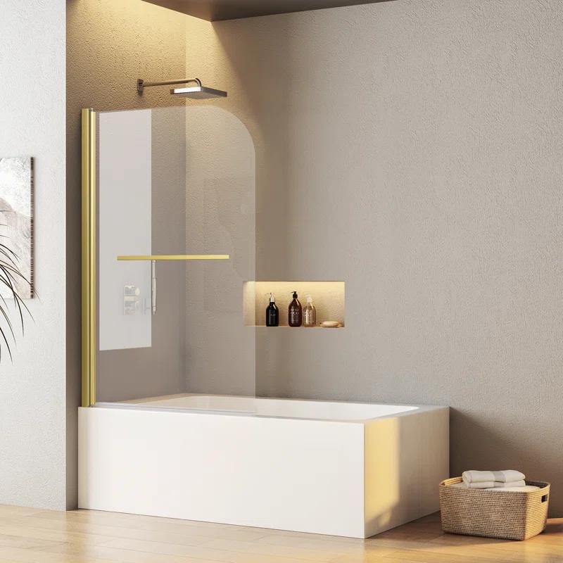 31"W x 55"H Frameless Folding Pivot Shower Tub Door Reversible Installation
