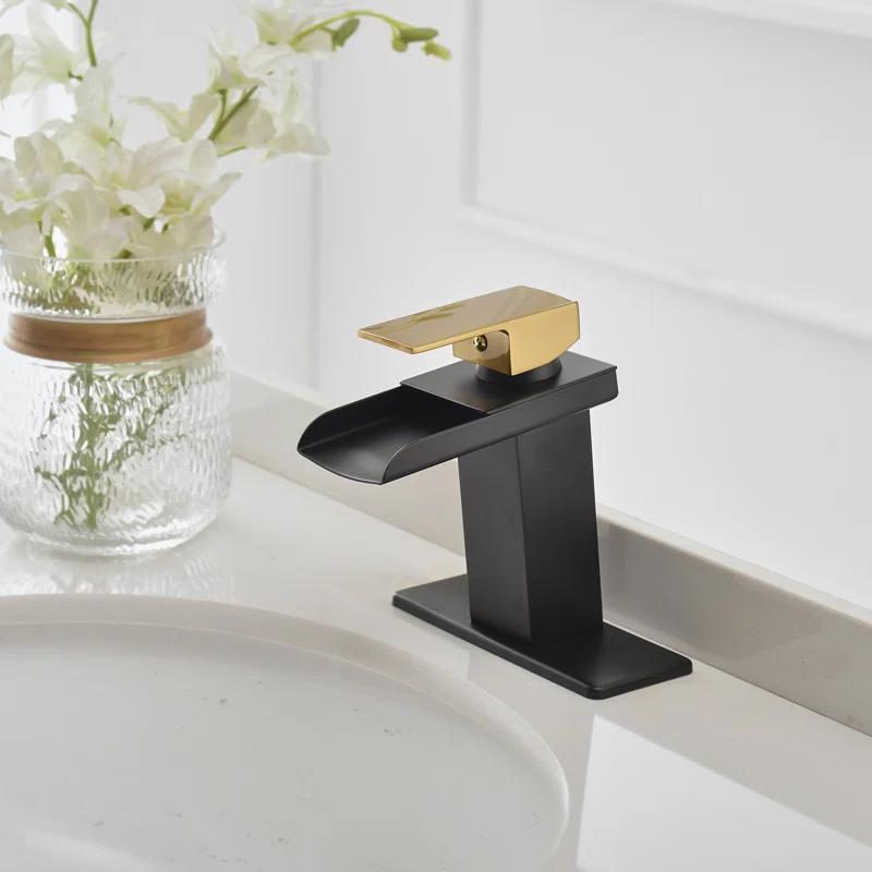 HGN TPLT-001LSJ-DP-XS HGN Waterfall Spout Bathroom Faucet with Pop-up Drain