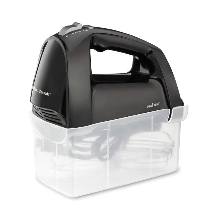 Hamilton Beach Hamilton Beach 6 Speed Hand Mixer With Quickburst, Includes Snap-On Storage Case And 3 Attachments, Black, 62690 62690F
