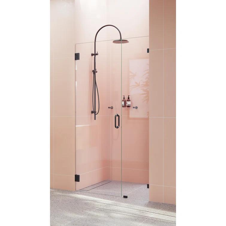 Glass Warehouse Illume 36.5 in. x 78 in. Fully Frameless Wall Hinge Shower Door GW-WH-36-5-MB