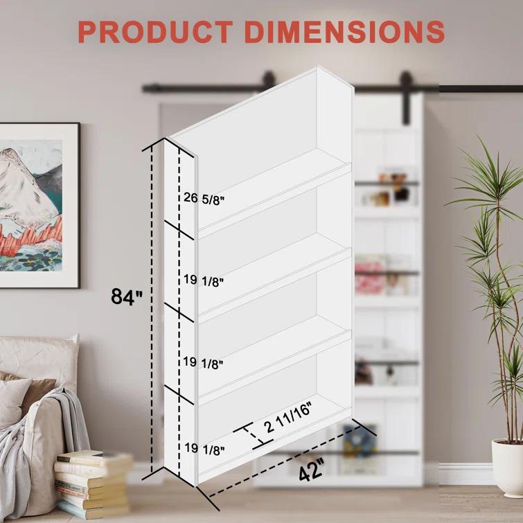 ARK DESIGN 84"H Wood and Primed Bookshelf Style Barn Door with Mounting Hardware Kit