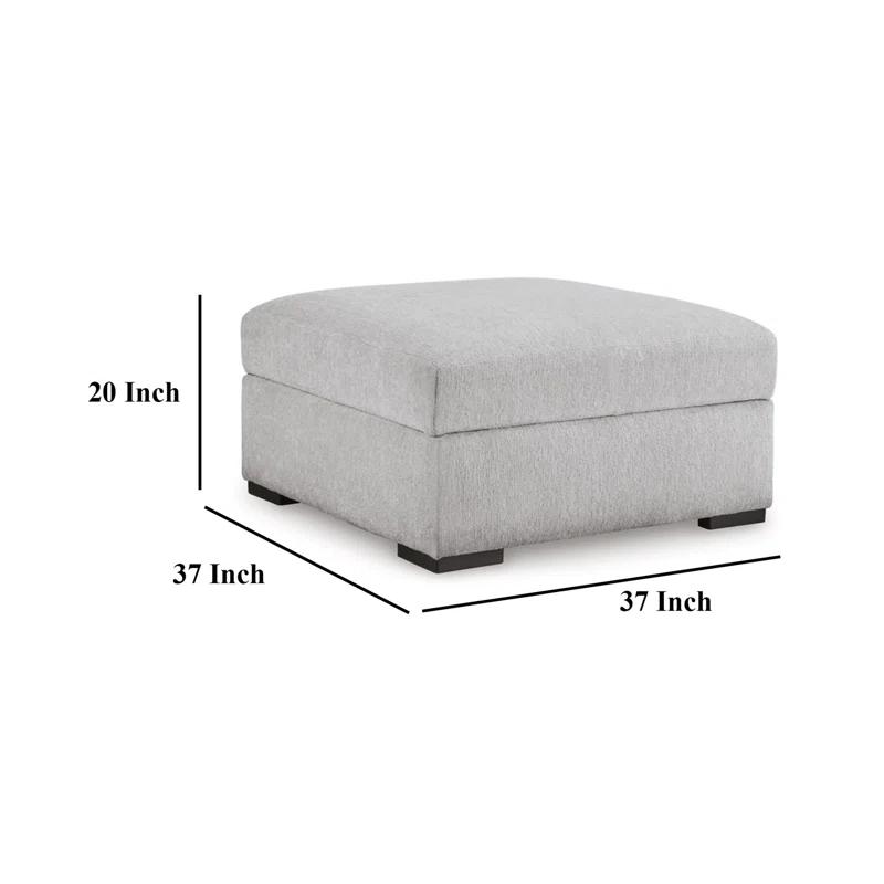 Benjara Gaby Low Profile Ottoman With Storage, Locking Wheels, Gray 37 Inch