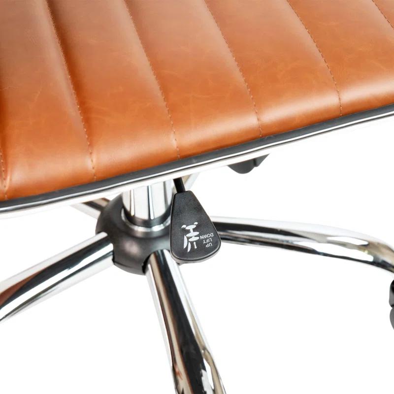 Flash Furniture Merchiston Low-Back Modern Ribbed Upholstered Vinyl Swivel Desk Chair by Flash Furniture