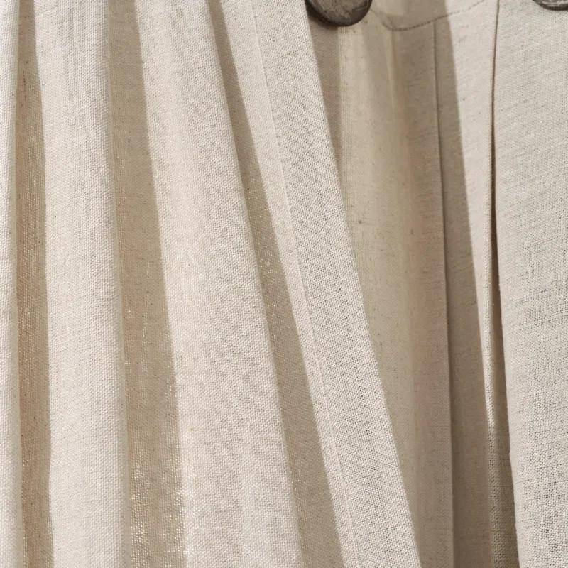 Lush Decor Linen Button Cotton Blend Tailored 29'' W Cafe Curtain (Set of 2)