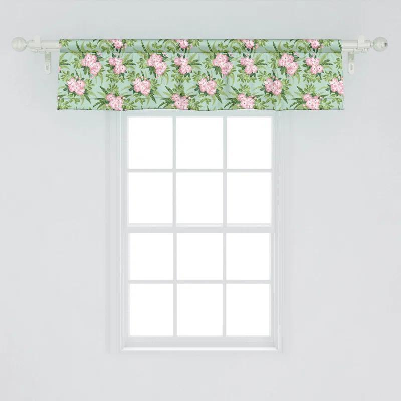 Ambesonne Ambesonne Floral Valance Pack of 2 Hibiscus Blooming Bouquets Olive Green Seafoam Pink