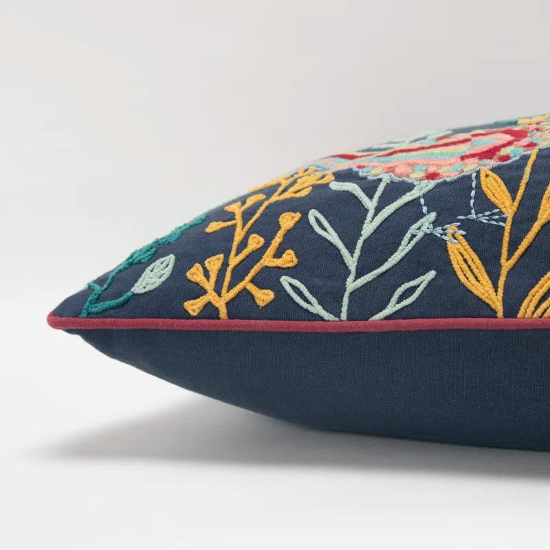Embroidered Cotton Throw Pillow