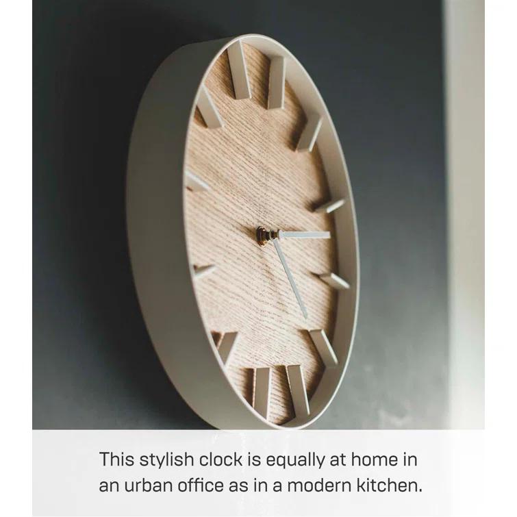 Rin Yamazaki Home Wall Clock, Modern Wood Home Decoration, Steel + Wood, Step Motion Second