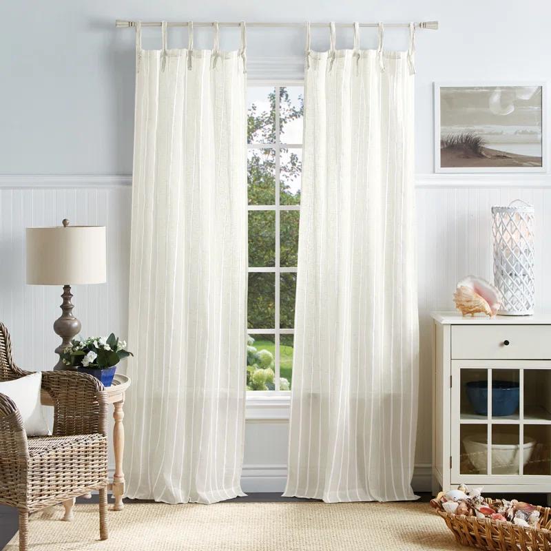 Martha Stewart Laguna Striped Semi-Sheer Tab Top Curtain Panel Pair (Set of 2) (Set of 2)