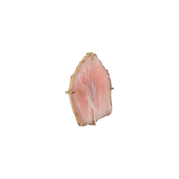 Rose Quartz Gem Wall Tile with Brass Setting