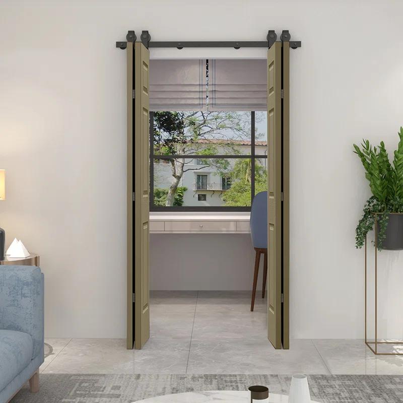 Calhome Paneled MDF Composite Double Bifold Barn Doors with Installation Hardware Kit