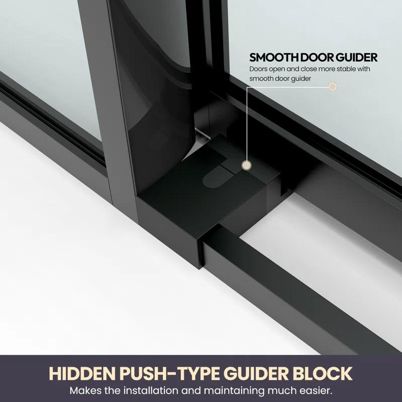 Puente 48" W x 78" H Single Sliding Frameless Shower Door in Matte Black