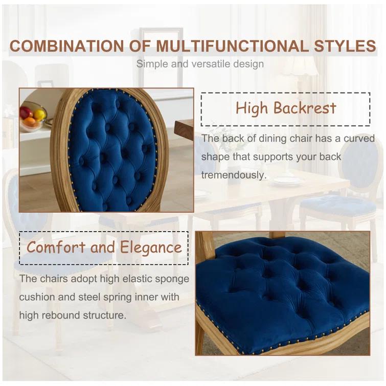 One Allium Way® French Style Vintage Solid Wood Upholstered Dining Chair (Set of 4)