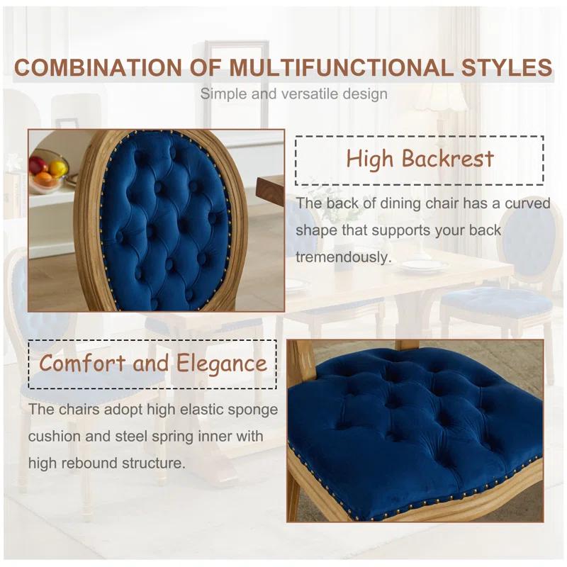 One Allium Way® French Style Vintage Solid Wood Upholstered Dining Chair (Set of 4)