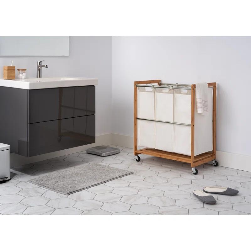 Trinity TRINITY EcoStorage 3-Bag Rolling Bamboo Laundry Cart w/ Poles