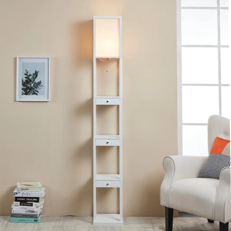 Latitude Run® 72" Column Floor Lamp With Shelves and 3 Drawers