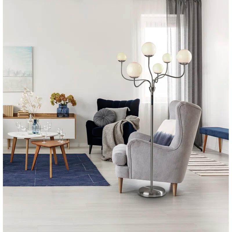 Adesso Phoebe 64'' Brushed Steel LED Tree Floor Lamp