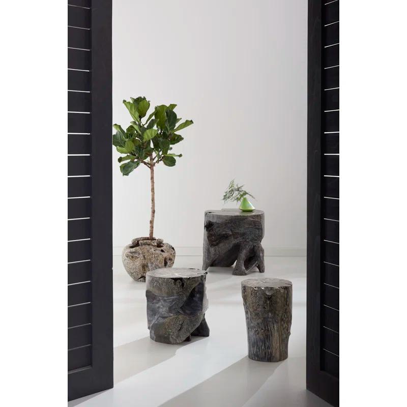 Phillips Collection Black Wash Solid Wood Accent Stool