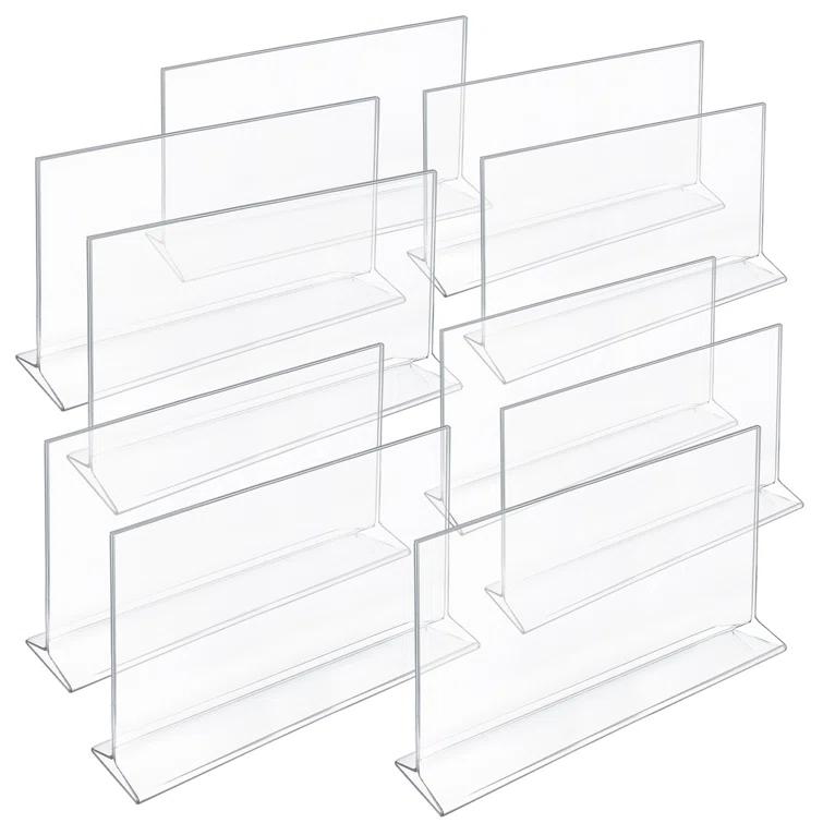 Azar Displays Top Loading Clear Acrylic T-Frame Sign Holder 14" Wide x 8.5'' High-Vertical, 10-Pack (Set of 10)