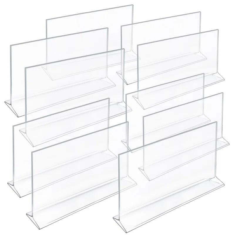 Azar Displays Top Loading Clear Acrylic T-Frame Sign Holder 14" Wide x 8.5'' High-Vertical, 10-Pack (Set of 10)