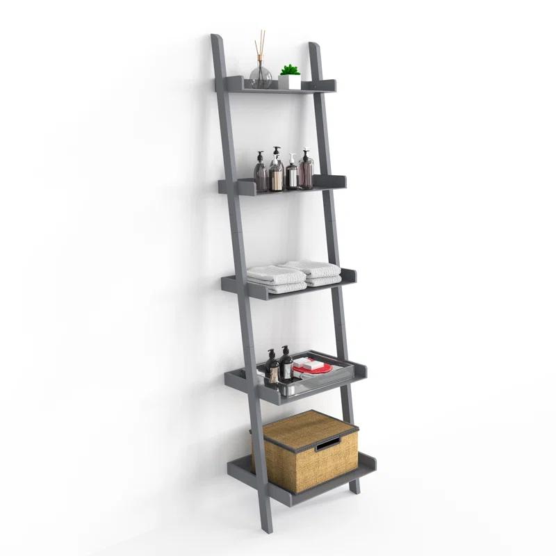 Ballucci Lado 5-Tier 67" H x 18" W Wood Leaning Ladder Bookcase