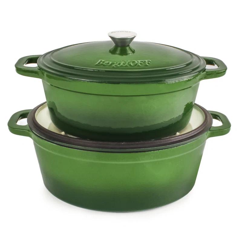 BergHOFF BergHOFF Neo 5Pc Cast Iron Set: 5Qt and 8Qt Covered Dutch Ovens and 10" Fry Pan
