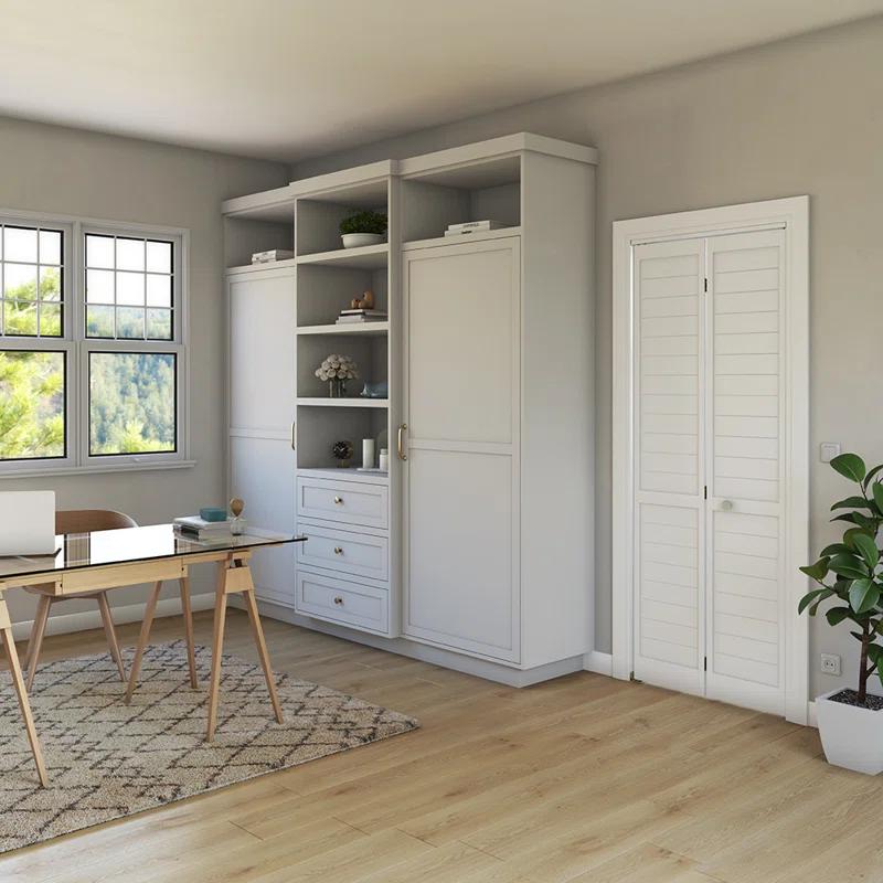 EightDoors 80-in Louvered Wood Finished Painted Flat Bi-Fold Door