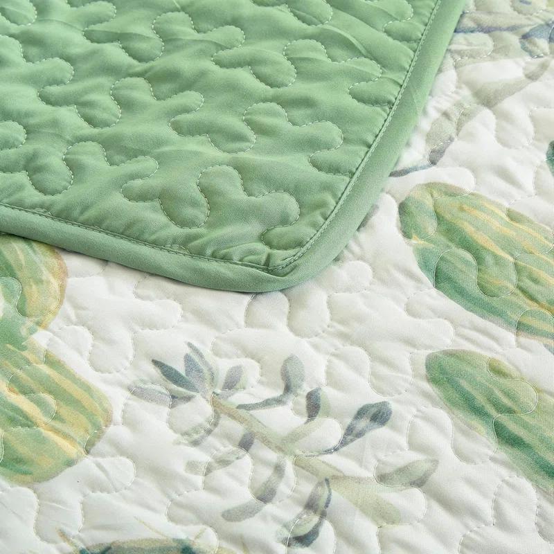 Chezmoi Collection Gregory Serene Desert Cactus Succulent Plants Microfiber Quilt Set