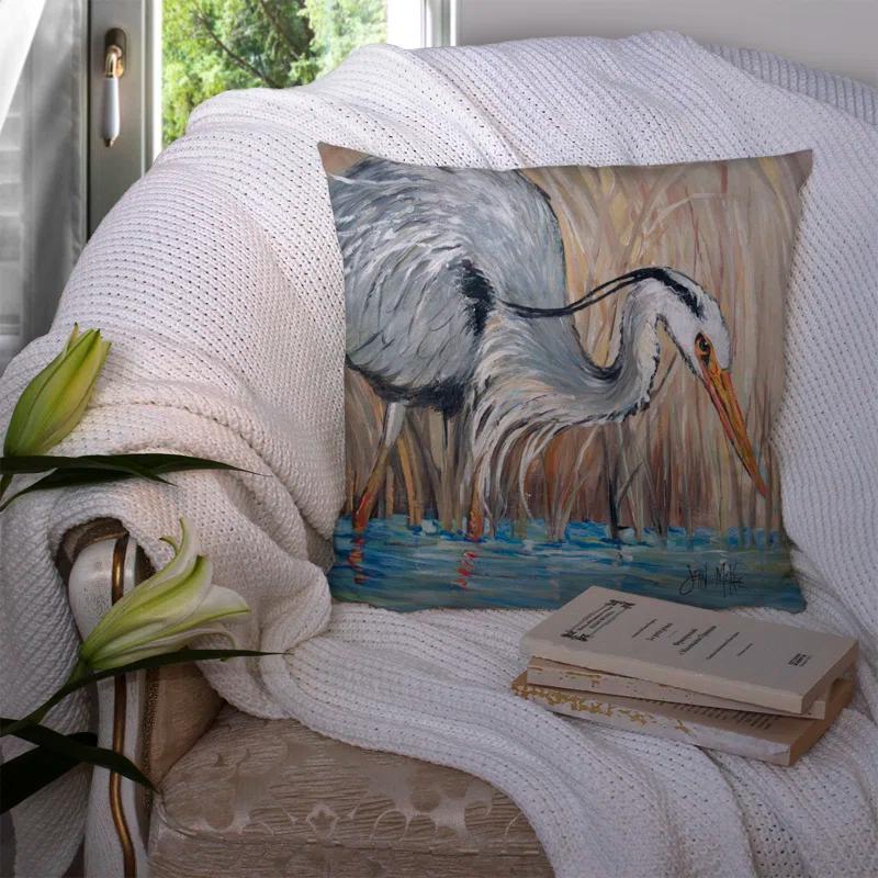 Caroline's Treasures Blue Heron Indoor/Outdoor Reversible Throw Pillow