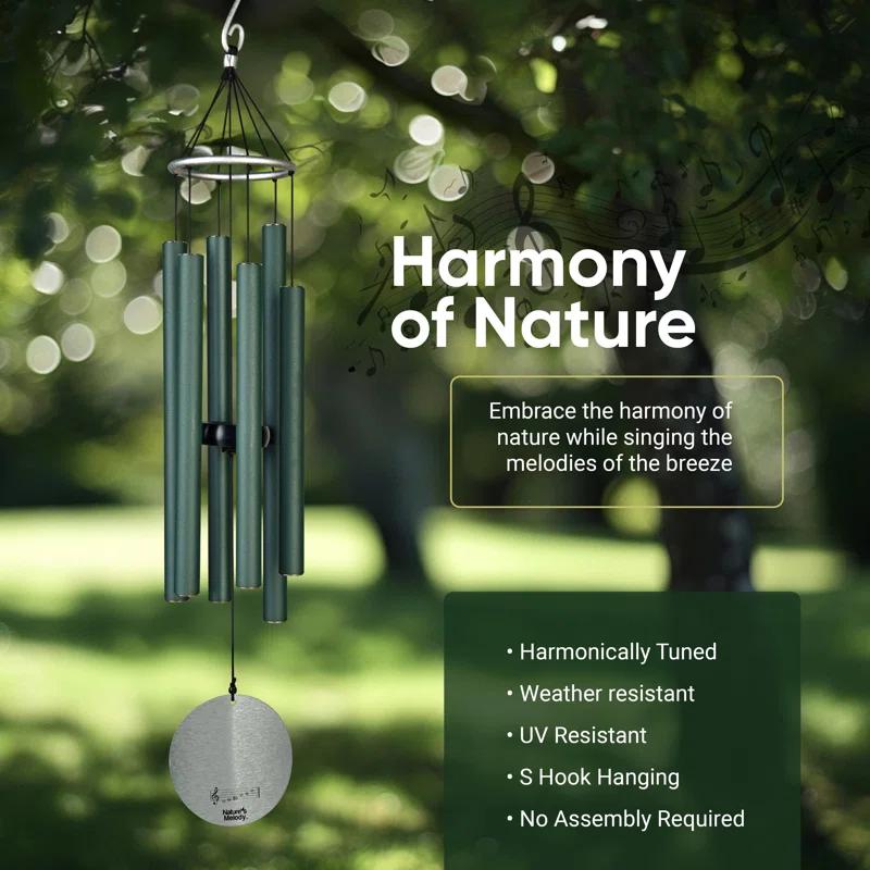 Forest Green 42" Aluminum Outdoor Wind Chimes with 6 Tubes