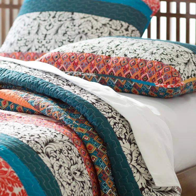 Lush Decor Boho Stripe Reversible Coverlet Set