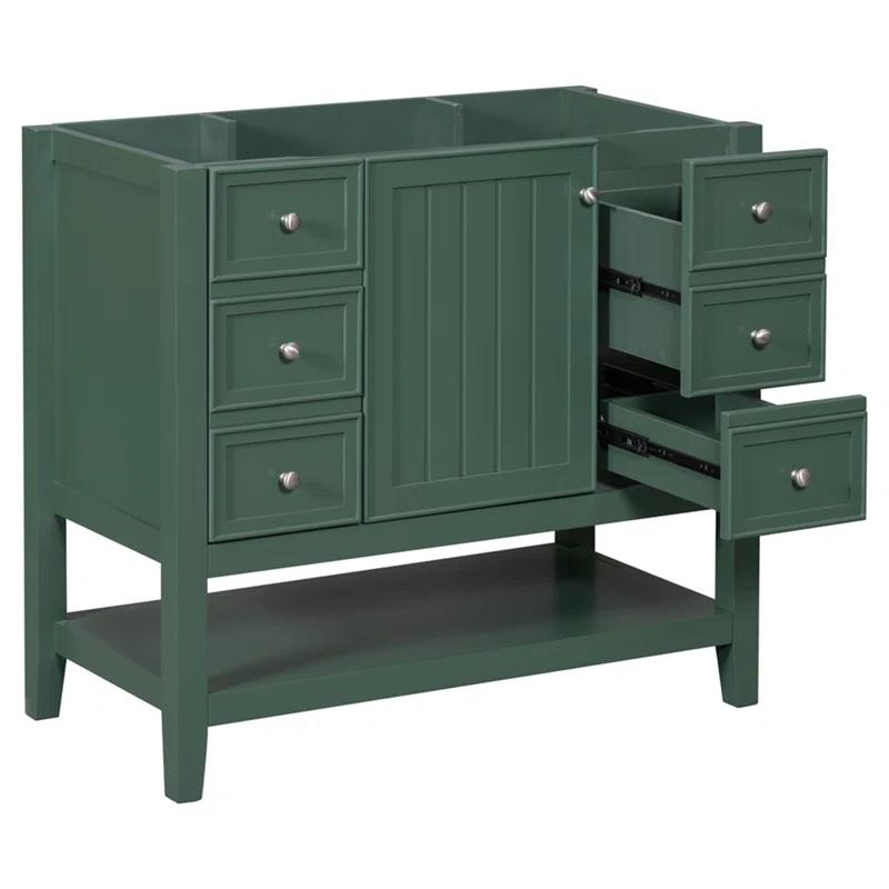 (Base Only) 36" Bathroom Vanity Without Sink, 1 Cabinet And Three Drawers