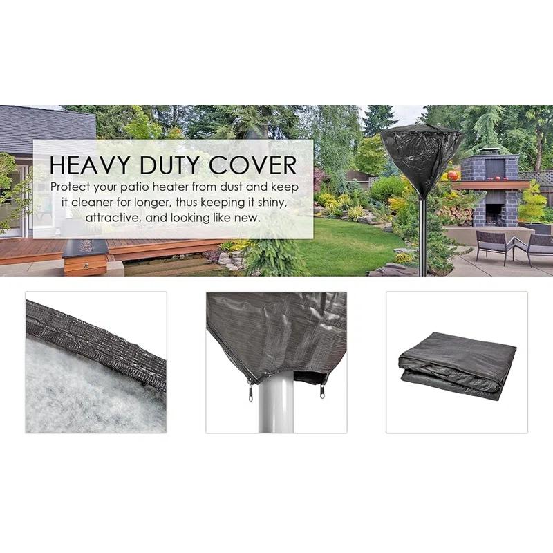 Fire Sense Fire Sense Outdoor Vinyl Head Cover LPG Patio Heaters Heavy Duty 10 Gauge Felt Lined with 32" Reflectors-Black