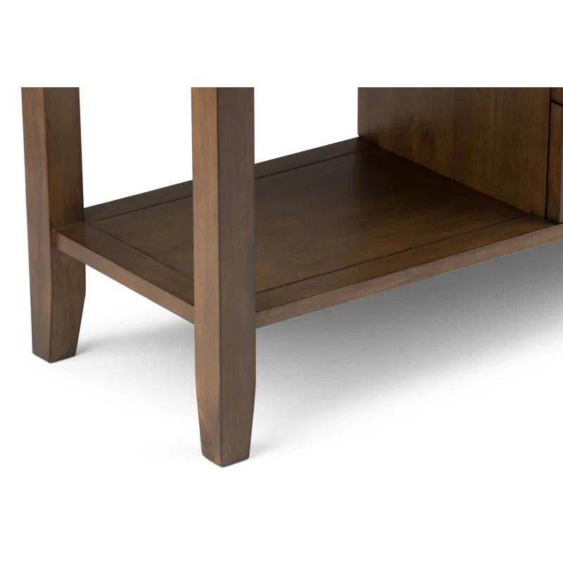 Simpli Home Redmond 54"W Solid Wood Storage Console Table with 4 Center Drawers and Open Shelves