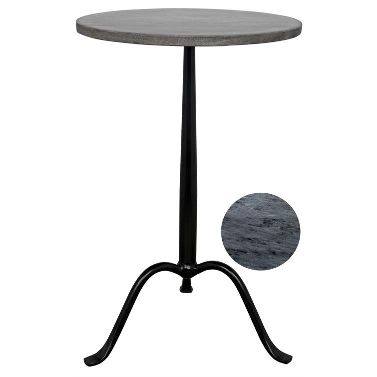 Alfano Round Side Table - Black and Gray Marble